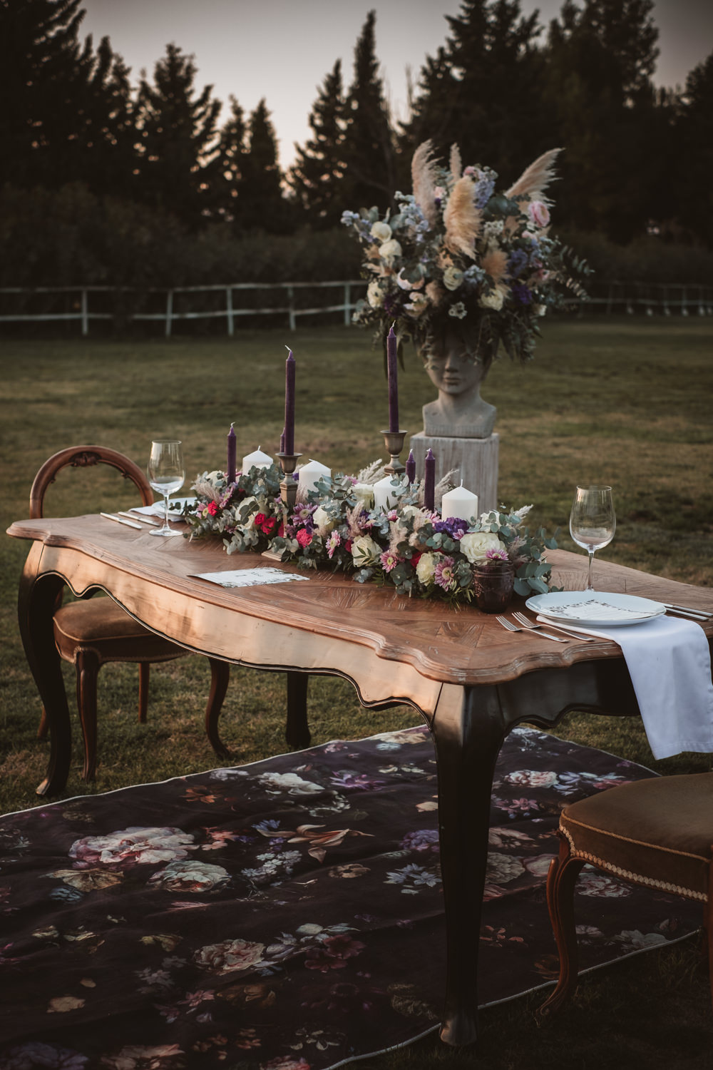Table Tablescape Outdoor Sweetheart Flowers Candles Lilac Wedding Ideas Carlos Lucca