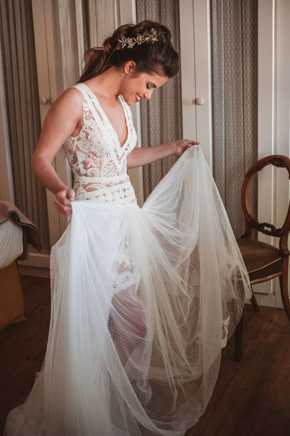 Dress Gown Bride Bridal Lace Tulle Lilac Wedding Ideas Carlos Lucca