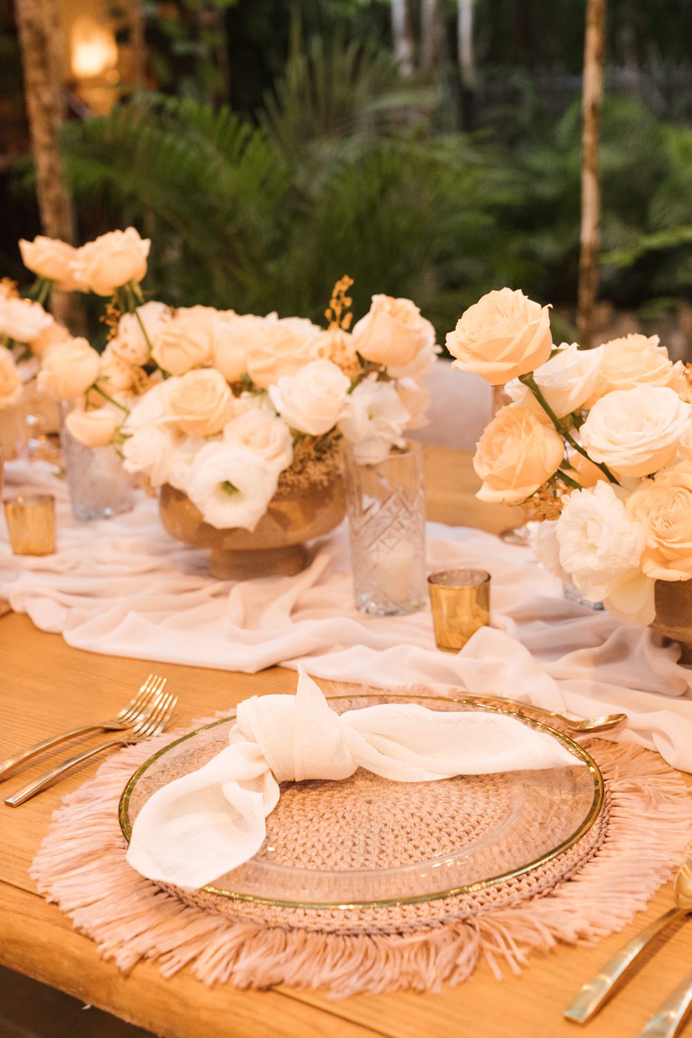 Table Decor Place Setting Coral Peach Rose Mexico Jungle Wedding Viva Photography Weddings