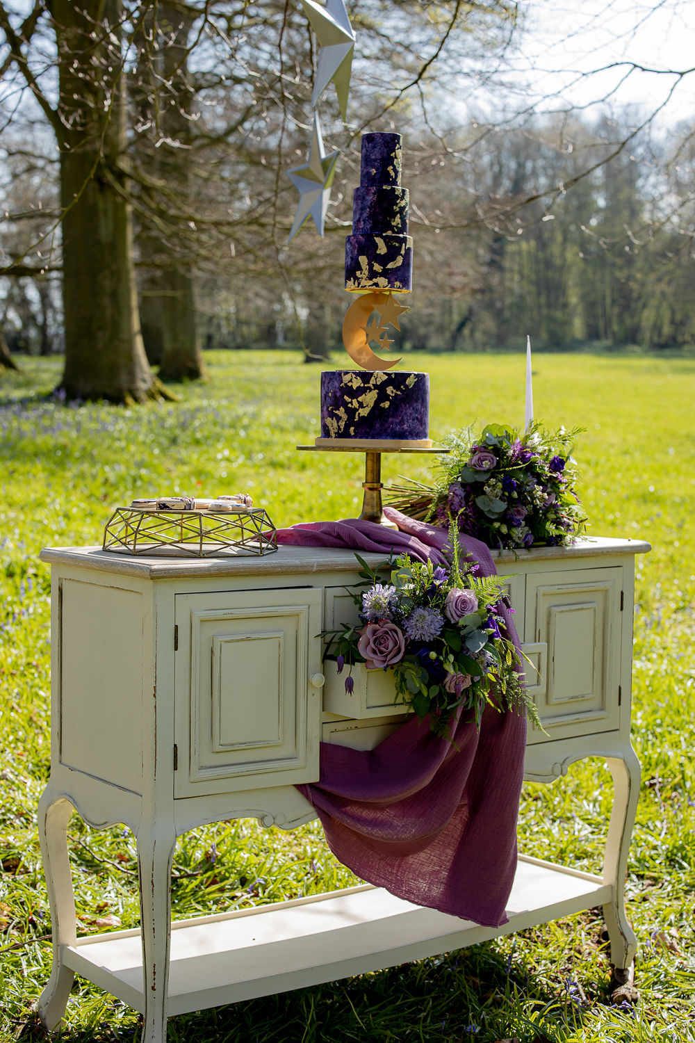 Cake Dessert Table Purple Stars Moon Wedding Ideas Photography By Petrina