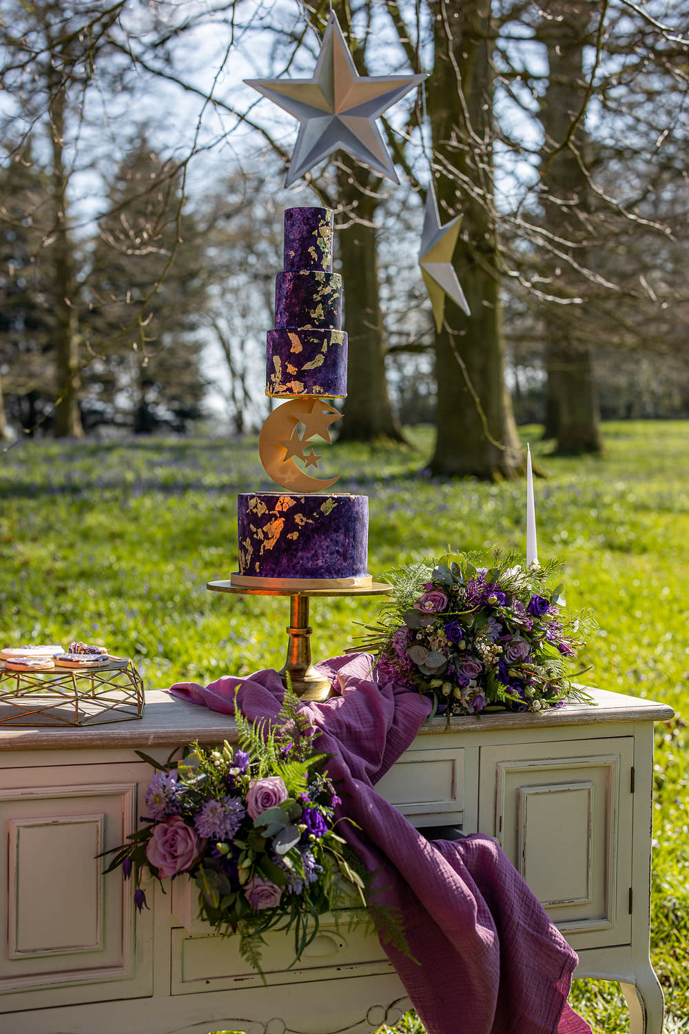 Cake Dessert Table Purple Stars Moon Wedding Ideas Photography By Petrina