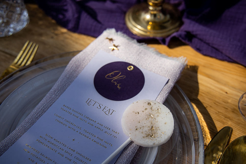 Place Setting Decor Menu Moon Wedding Ideas Photography By Petrina