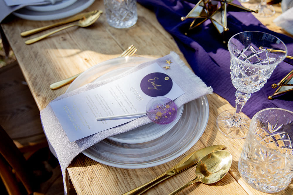 Place Setting Decor Purple Moon Wedding Ideas Photography By Petrina