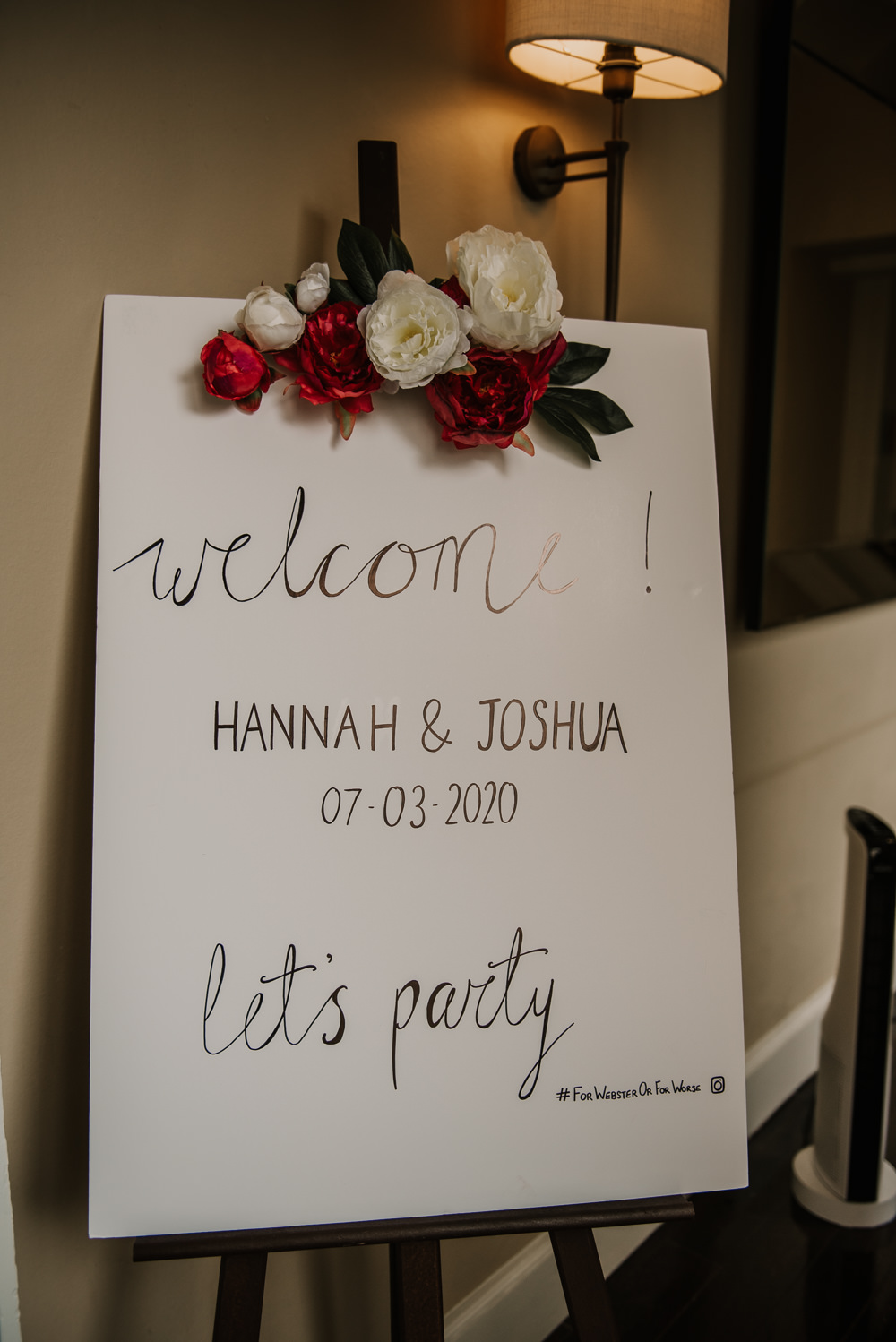 Welcome Sign Flowers Morden Hall Wedding Mark OBrien