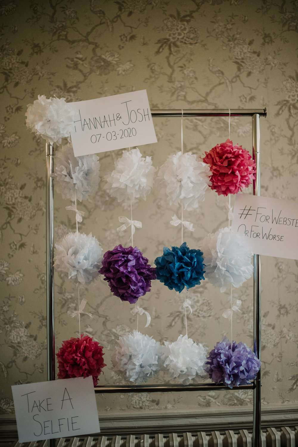 Pom Pom Photo Booth Backdrop Morden Hall Wedding Mark OBrien