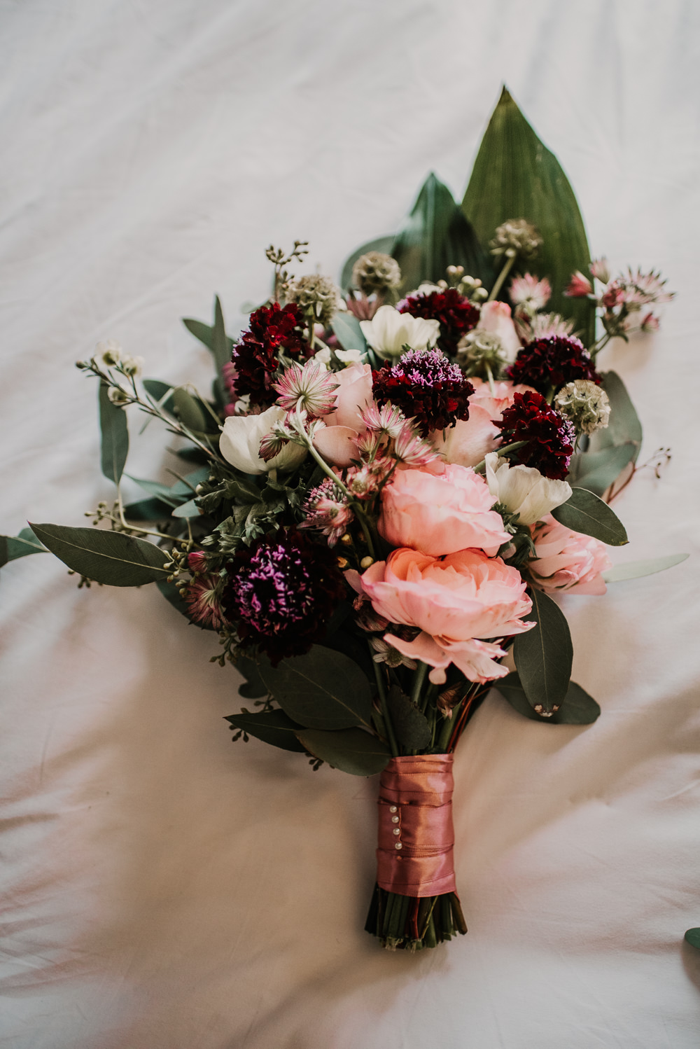 Bouquet Flowers Bride Bridal Pink Morden Hall Wedding Mark OBrien
