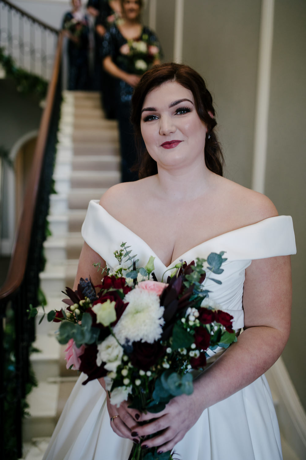 Bouquet Flowers Bride Bridal Red Navy Winter Wedding Aden Priest Photography