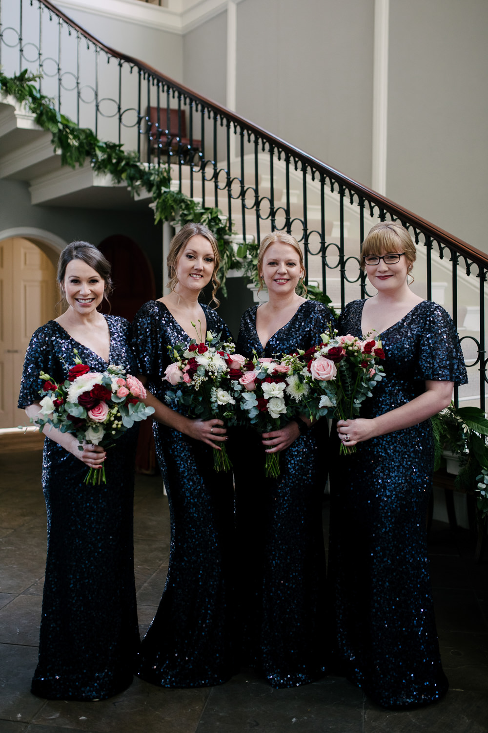 Sequin Bridesmaids Dress Dresses Bridesmaid Navy Winter Wedding Aden Priest Photography