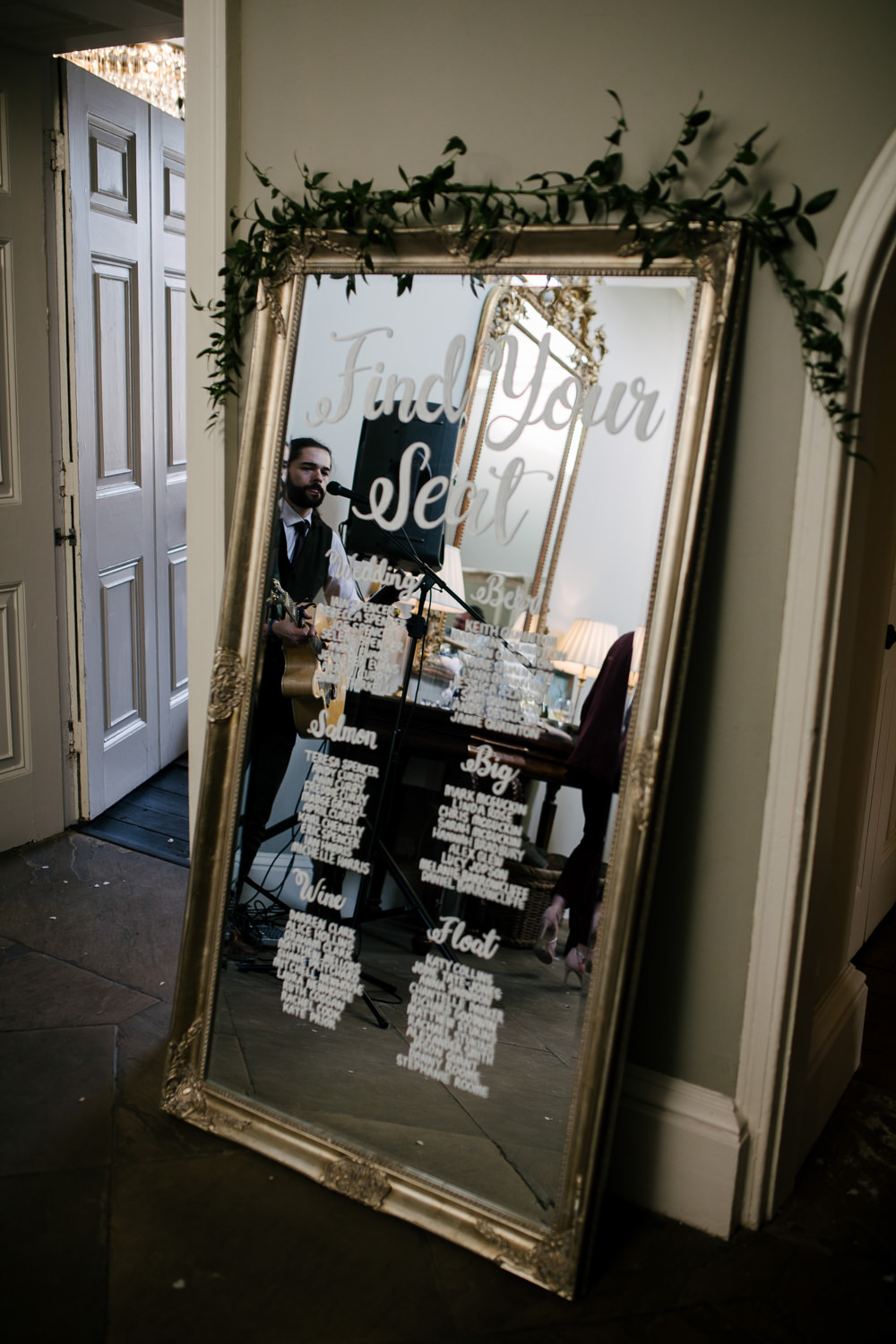 Mirror Table Plan Seating Chart Navy Winter Wedding Aden Priest Photography