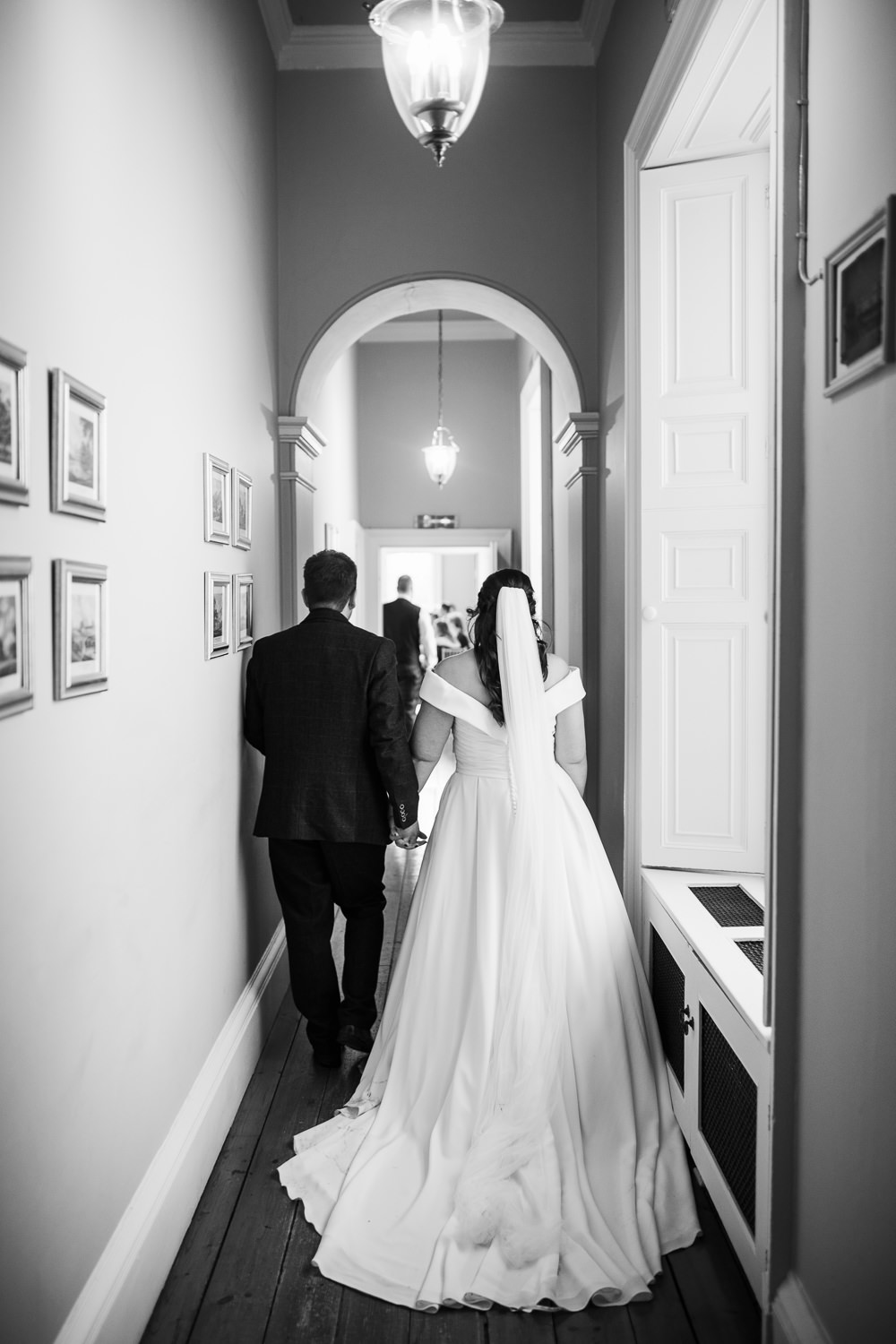 Dress Gown Bride Bridal Train Veil Navy Winter Wedding Aden Priest Photography
