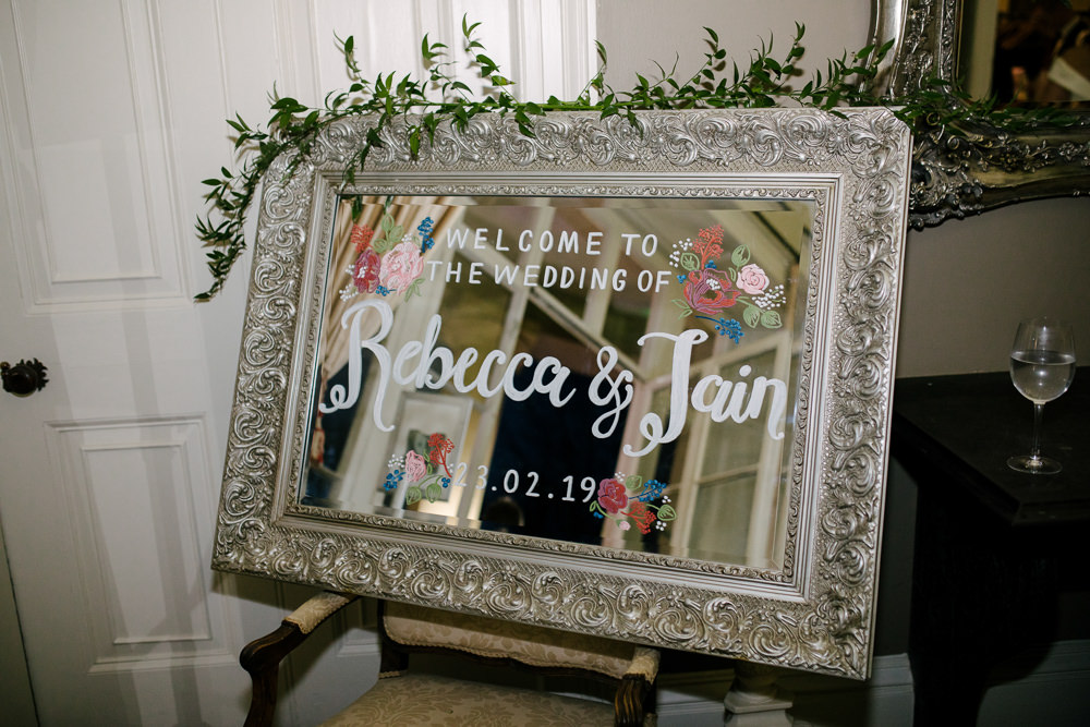 Mirror Sign Signs Navy Winter Wedding Aden Priest Photography