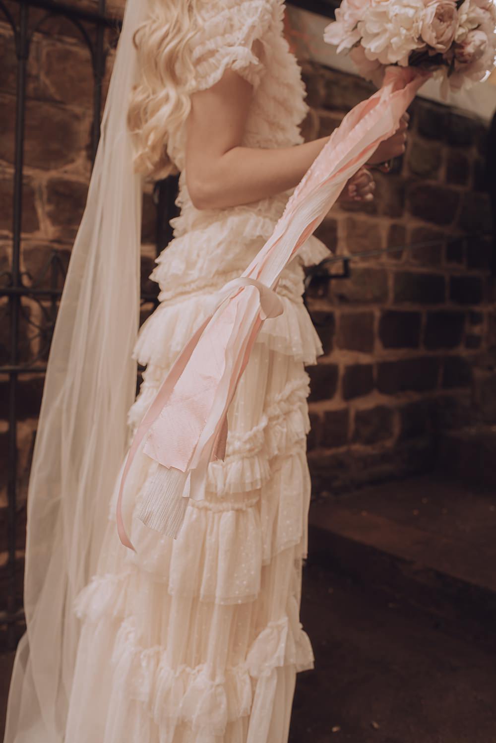 Needle & Thread Dress Gown Bride Bridal Ruffle Peony Pink Wedding Kelly Hiscox Photography