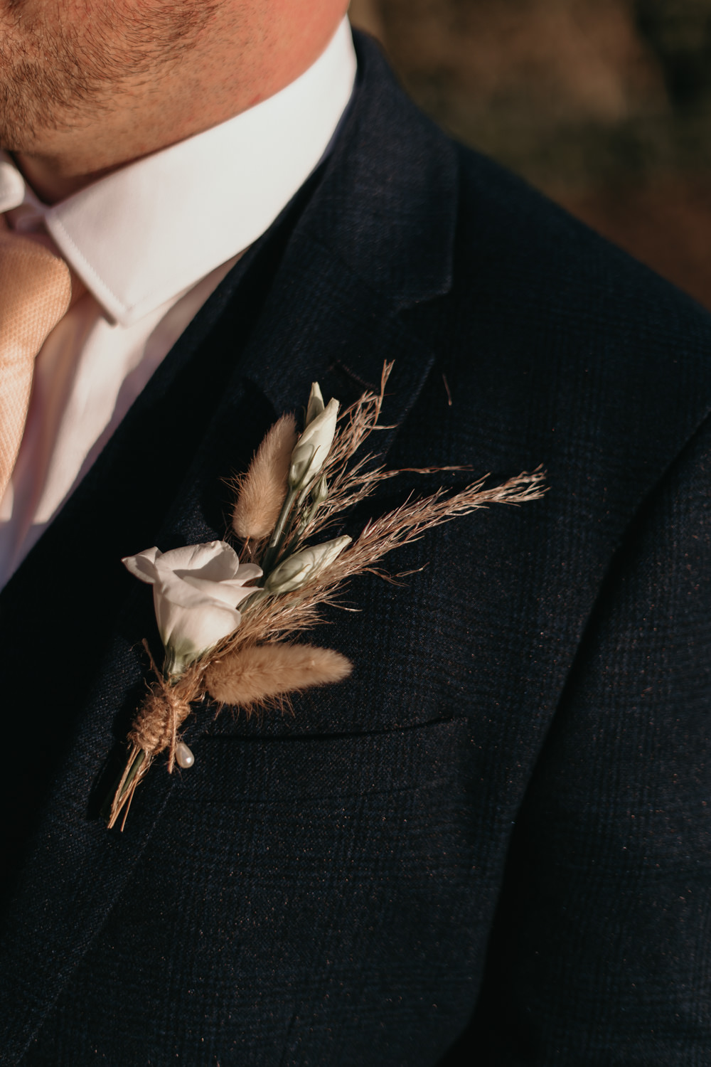 Buttonhole Flowers Groom Pizza Wedding Reception Becca Kerr Photography