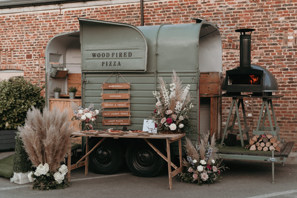 Pizza Wedding Reception Becca Kerr Photography Sweetheart Table Decor Pink Candles Flowers
