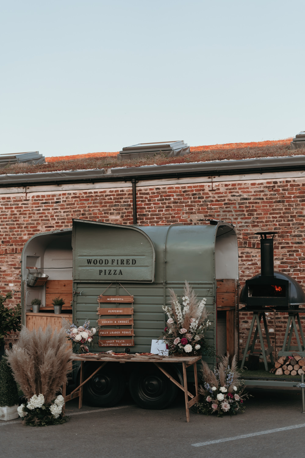 Pizza Wedding Reception Becca Kerr Photography Sweetheart Table Decor Pink Candles Flowers