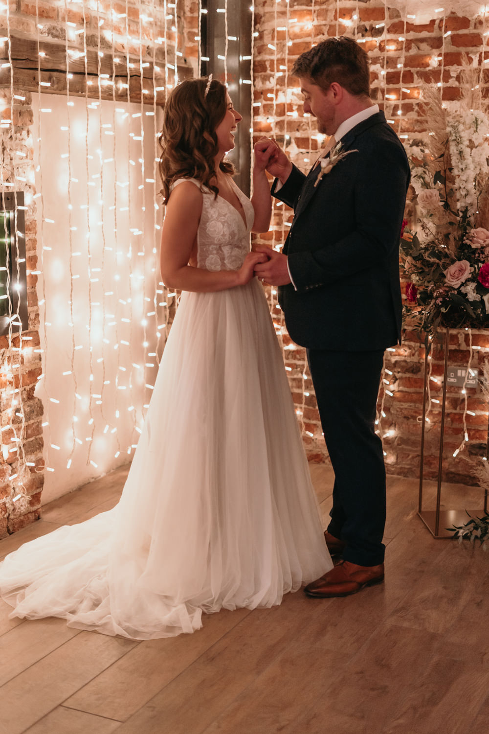 Fairy Light Curtain Pizza Wedding Reception Becca Kerr Photography
