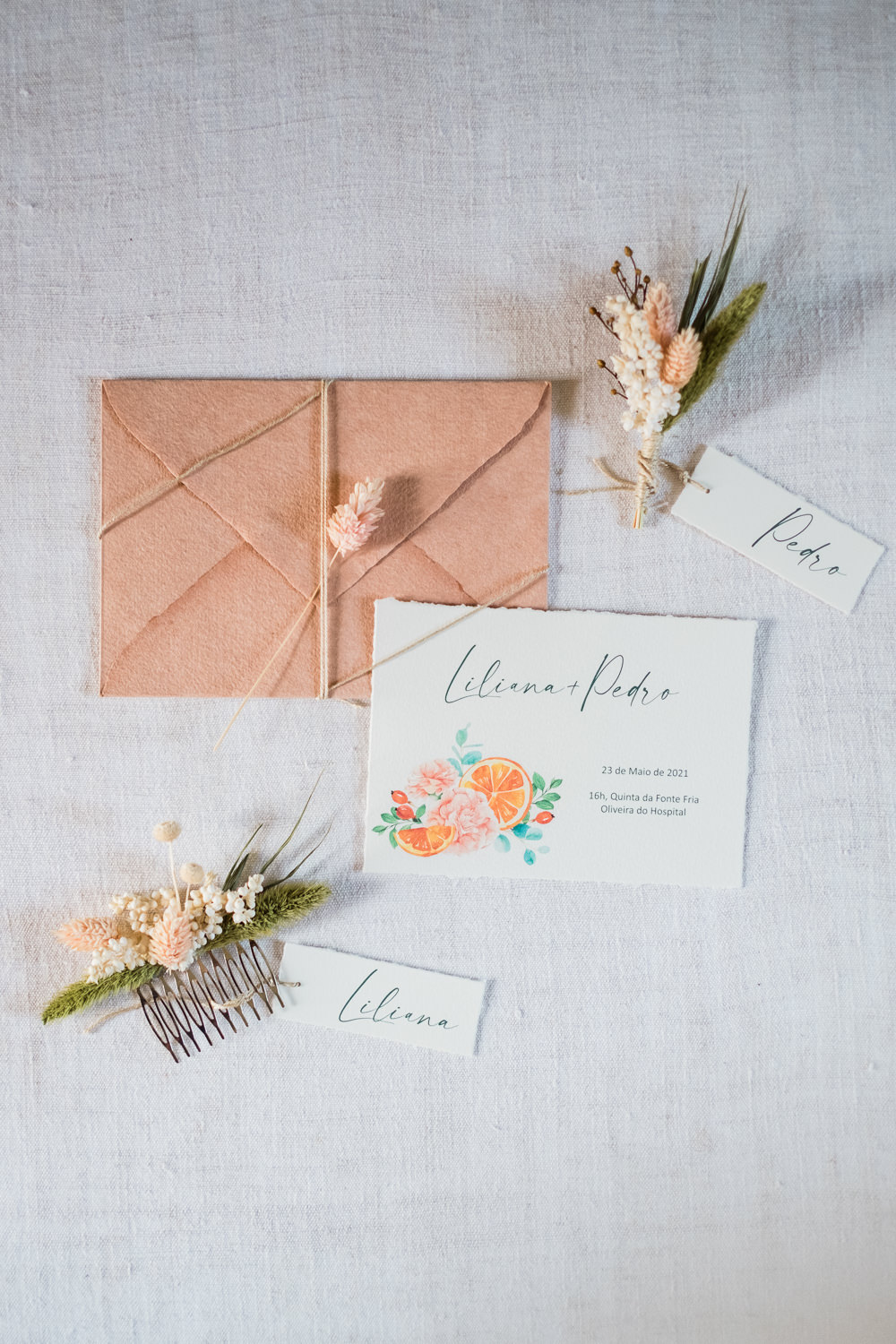 Stationery Invitation Invite Blush Pink Quinta da Fonte Fria Wedding Ana Pastoria
