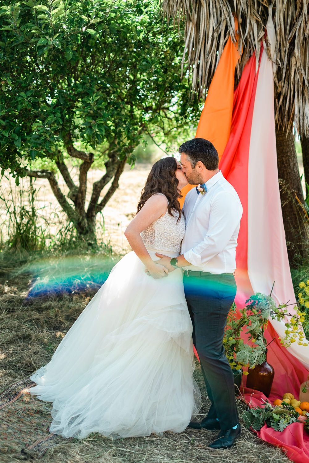 Quinta da Fonte Fria Wedding Ana Pastoria Ceremony Backdrop Fabric Blush Orange