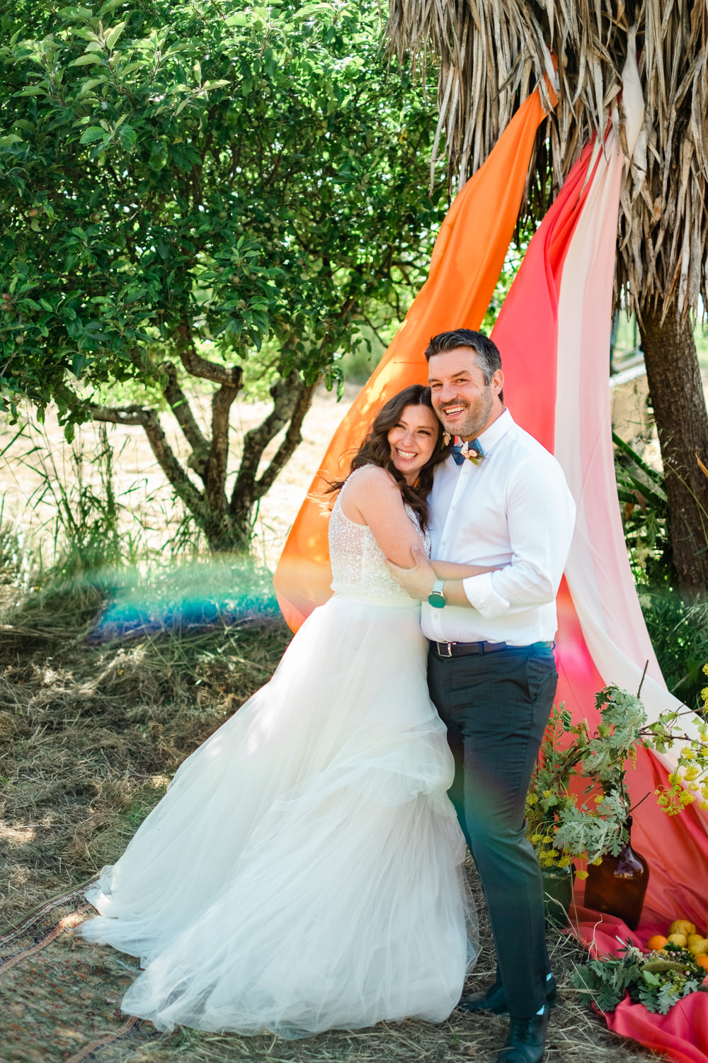 Quinta da Fonte Fria Wedding Ana Pastoria Ceremony Backdrop Fabric Blush Orange