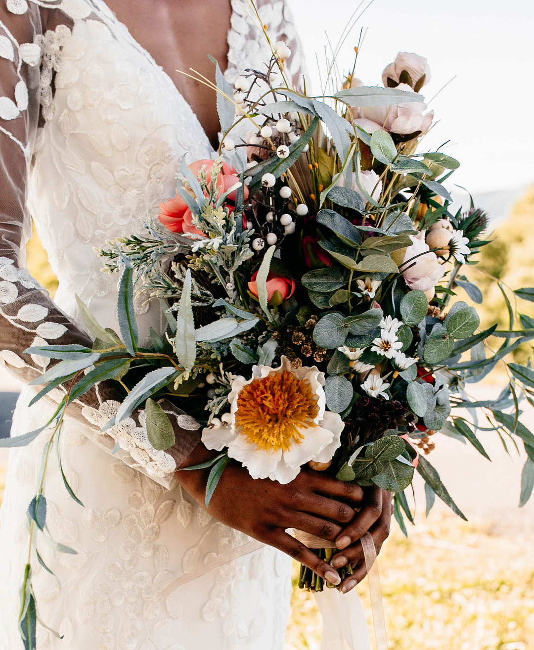 Bouquet Flowers Bride Bridal Greenery Rose Romantic Fall Wedding WhitneyBre Photography