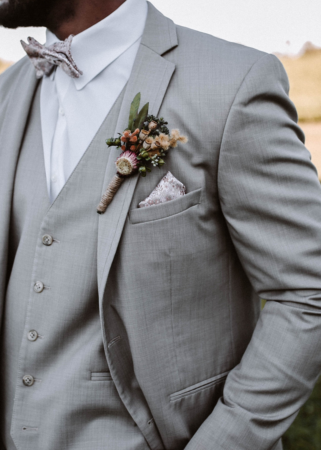 Groom Buttonhole Flowers Romantic Fall Wedding WhitneyBre Photography