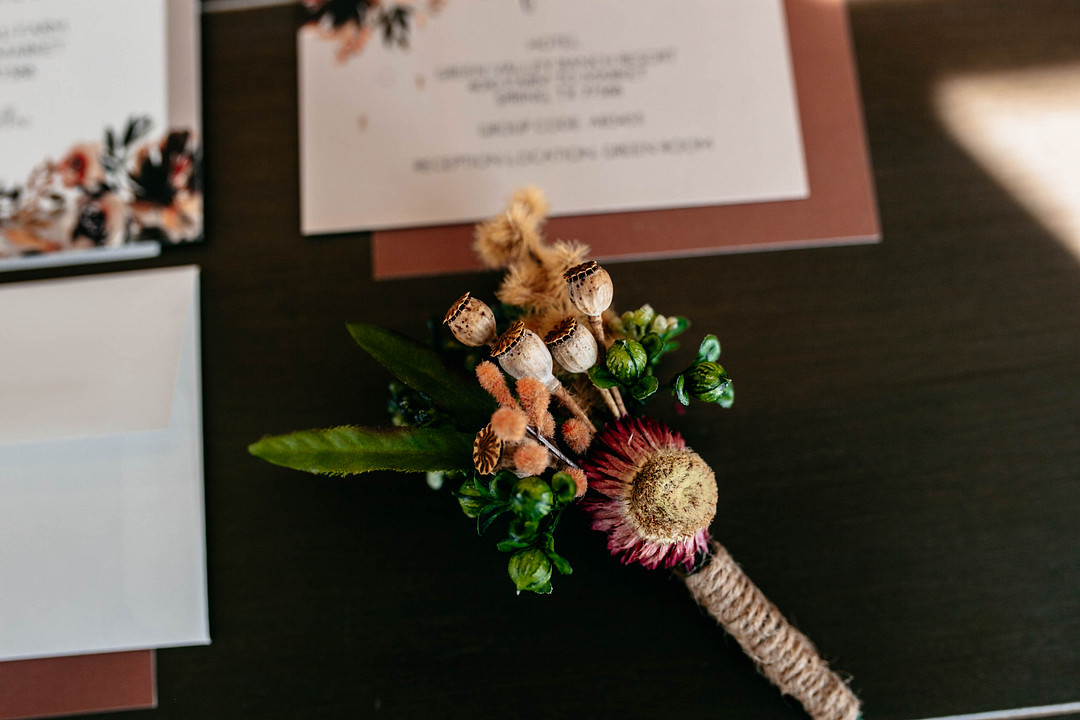 Buttonhole Flowers Romantic Fall Wedding WhitneyBre Photography
