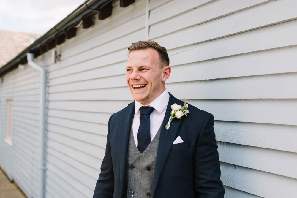 Groom Suit Navy Grey Waistcoat Tie Ruscus Wedding Danielle Smith Photography