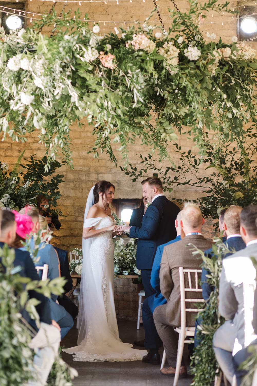 Barn Ceremony Greenery Decor Ruscus Wedding Danielle Smith Photography