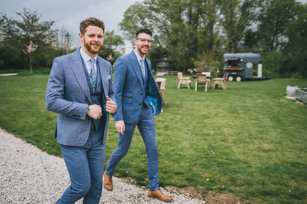 Groom Groomsmen Blue Suit Tie Tan Shoes Skipbridge Country Wedding Amy Jordison Photography