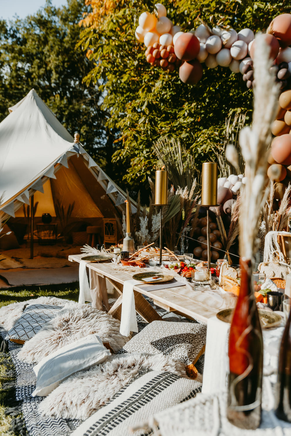 Bell Decor Festival Boho Set Up Small Tent Wedding Emberwood Photography
