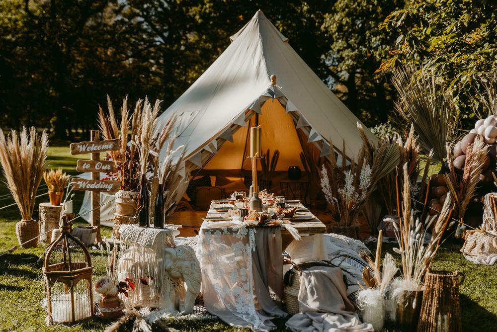 Bell Decor Festival Boho Set Up Small Tent Wedding Emberwood Photography