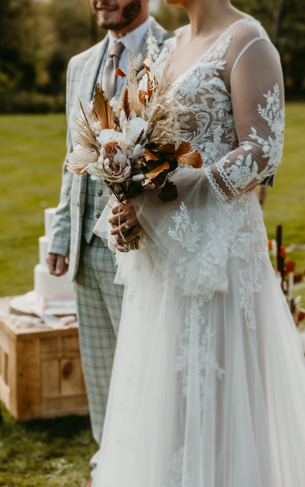 Bouquet Flowers Bride Bridal Dried Flowers Grass Small Tent Wedding Emberwood Photography