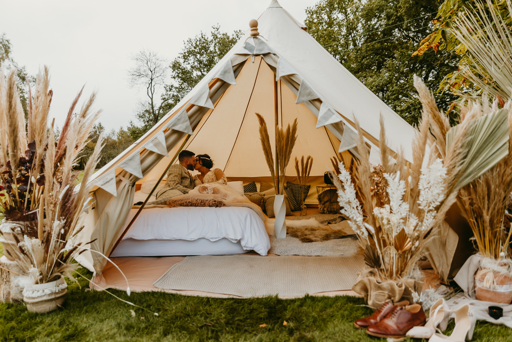 Bell Decor Festival Boho Set Up Small Tent Wedding Emberwood Photography