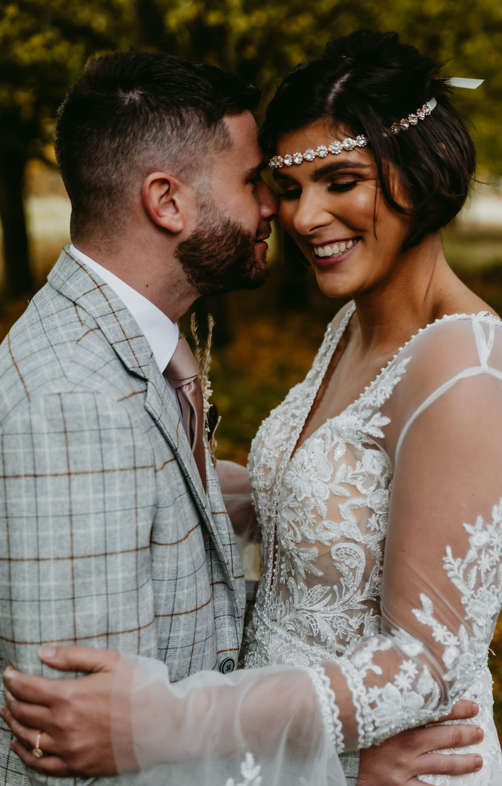 Bride Bridal Make Up Short Hair Headband Small Tent Wedding Emberwood Photography