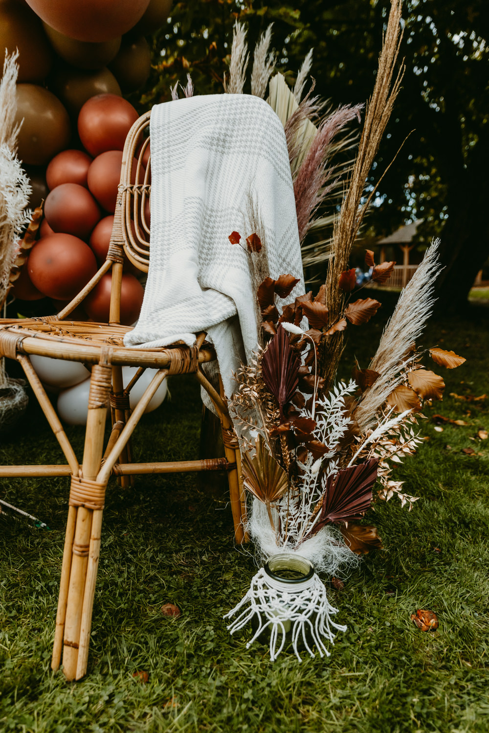 Dried Flowers Grass Flower Arrangement Small Tent Wedding Emberwood Photography