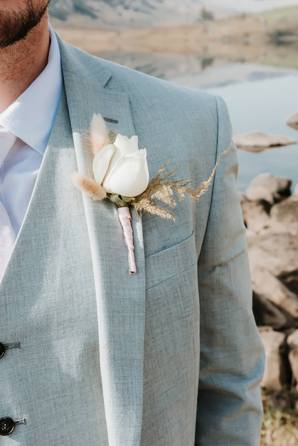 Rose Buttonhole Snowdon Wedding Gemma Randall Photography