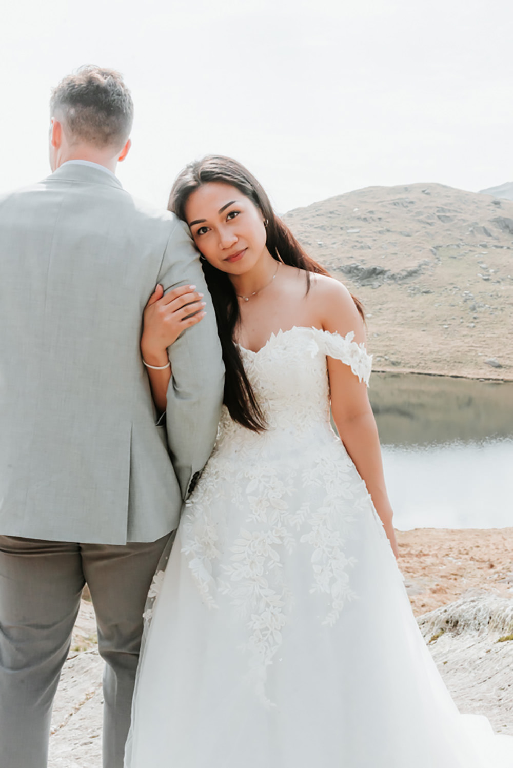 Dress Gown Bride Bridal Off Shoulder Snowdon Wedding Gemma Randall Photography