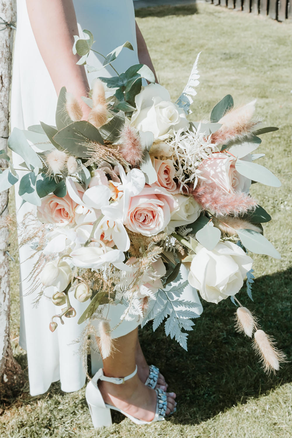 Bouquet Flowers Bride Bridal Blush Rose Eucalyptus Snowdon Wedding Gemma Randall Photography