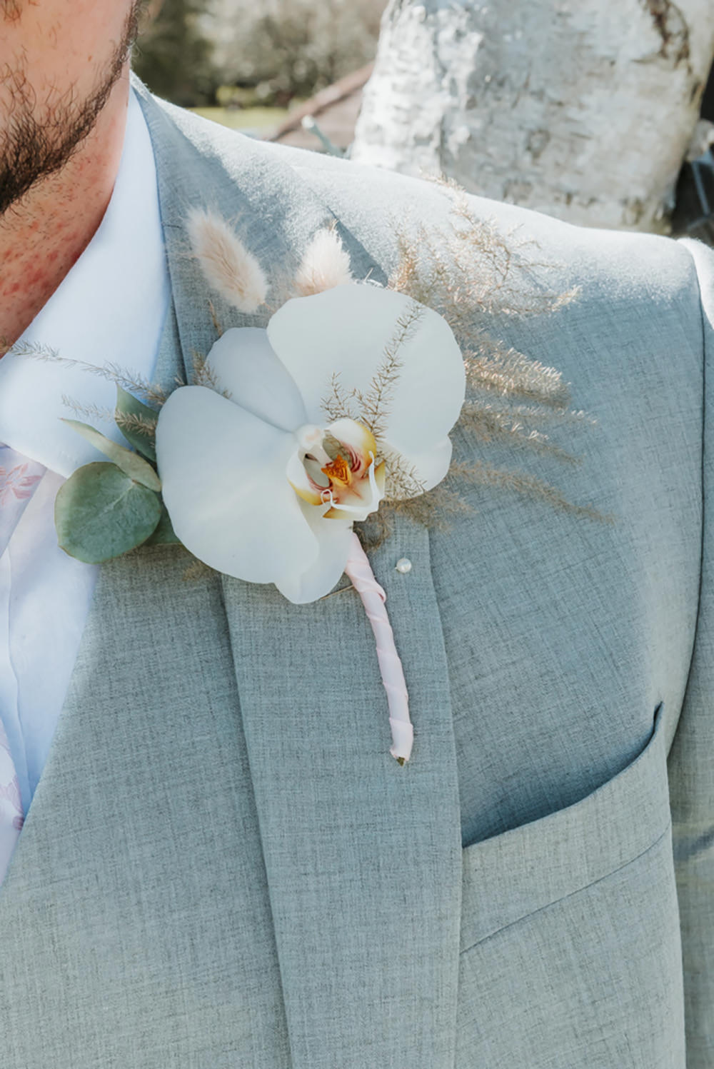 Orchid Buttonhole Snowdon Wedding Gemma Randall Photography