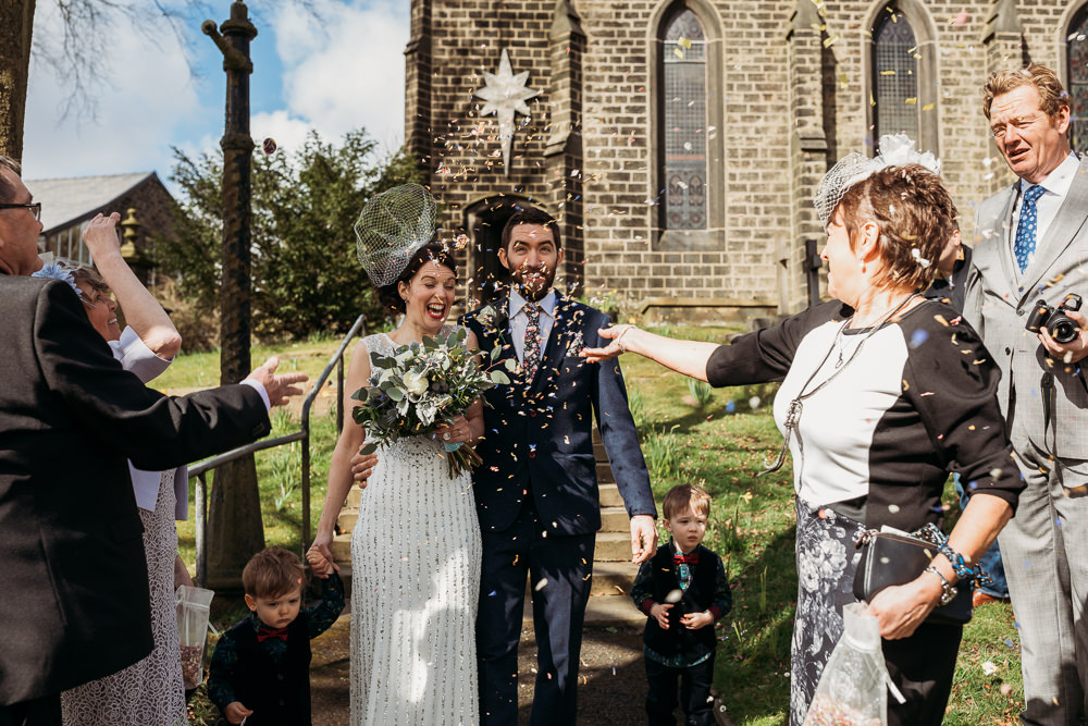 Confetti Throw Wild Lancashire Wedding Kirstie Garlick Photography
