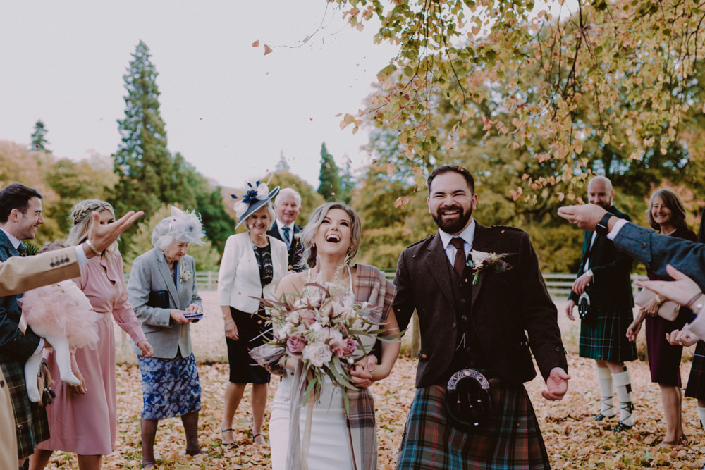 Confetti Throw Aberdeenshire Country House Wedding John Elphinstone Stirling