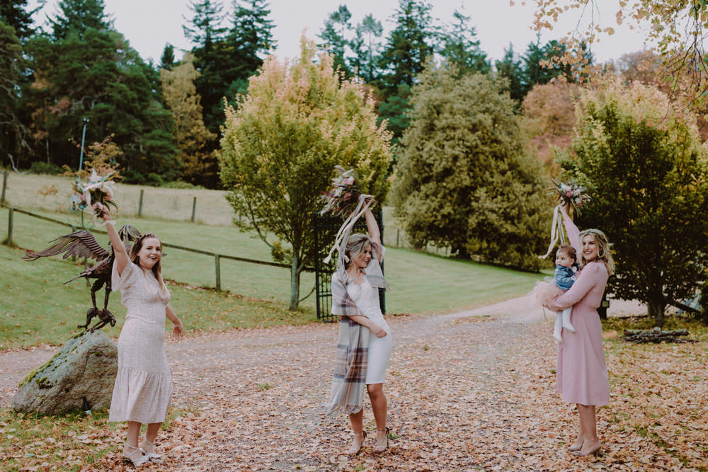 Pink Bridesmaids Dress Dresses Aberdeenshire Country House Wedding John Elphinstone Stirling