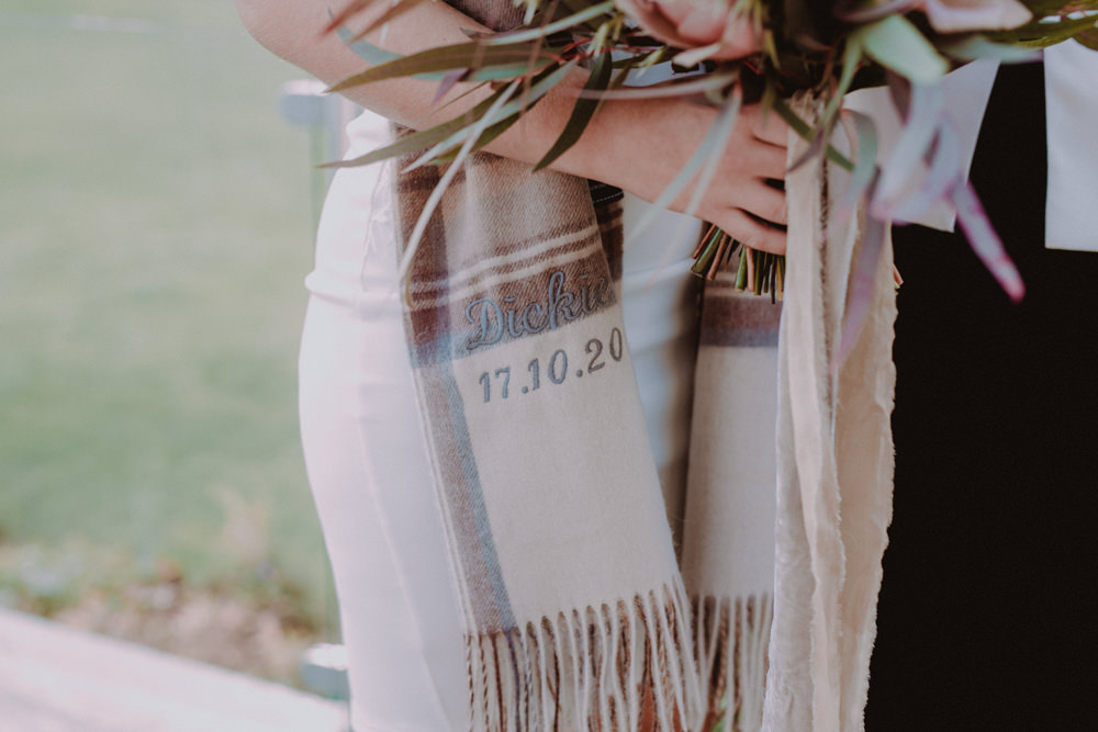 Tartan Blanket Bride Aberdeenshire Country House Wedding John Elphinstone Stirling