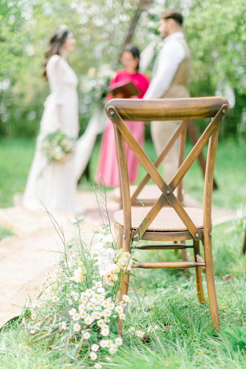 Pew End Aisle Flowers Boho Spring Wedding Jessica Holt Photography