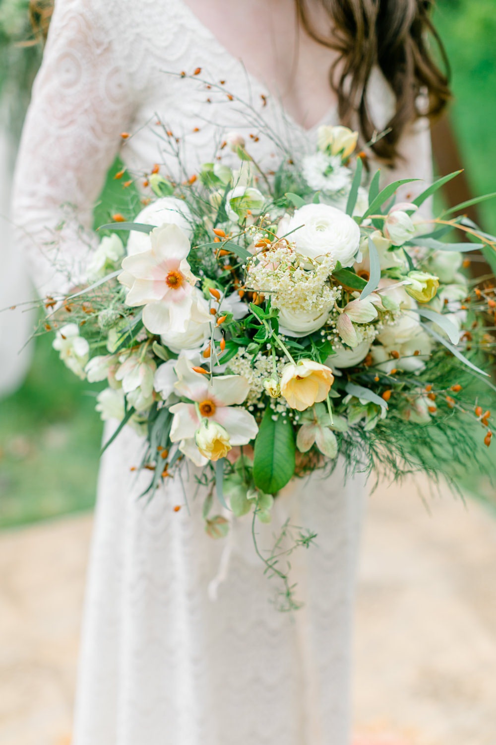 Bouquet Flowers Bride Bridal Greenery Daffodil Boho Spring Wedding Jessica Holt Photography