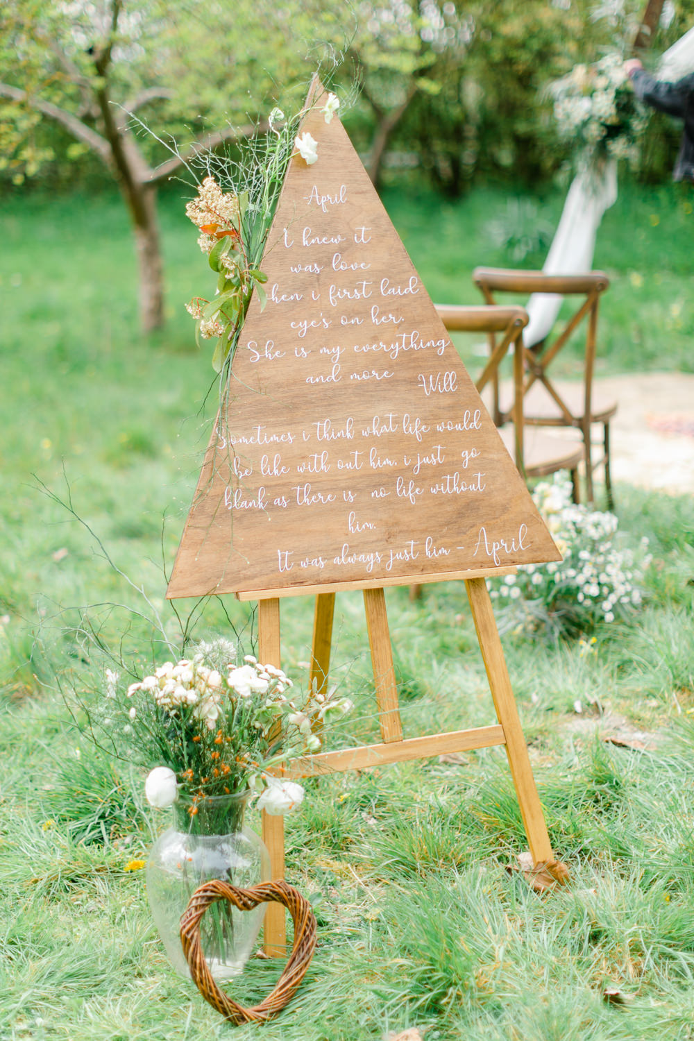 Triangle Wooden Sign Boho Spring Wedding Jessica Holt Photography
