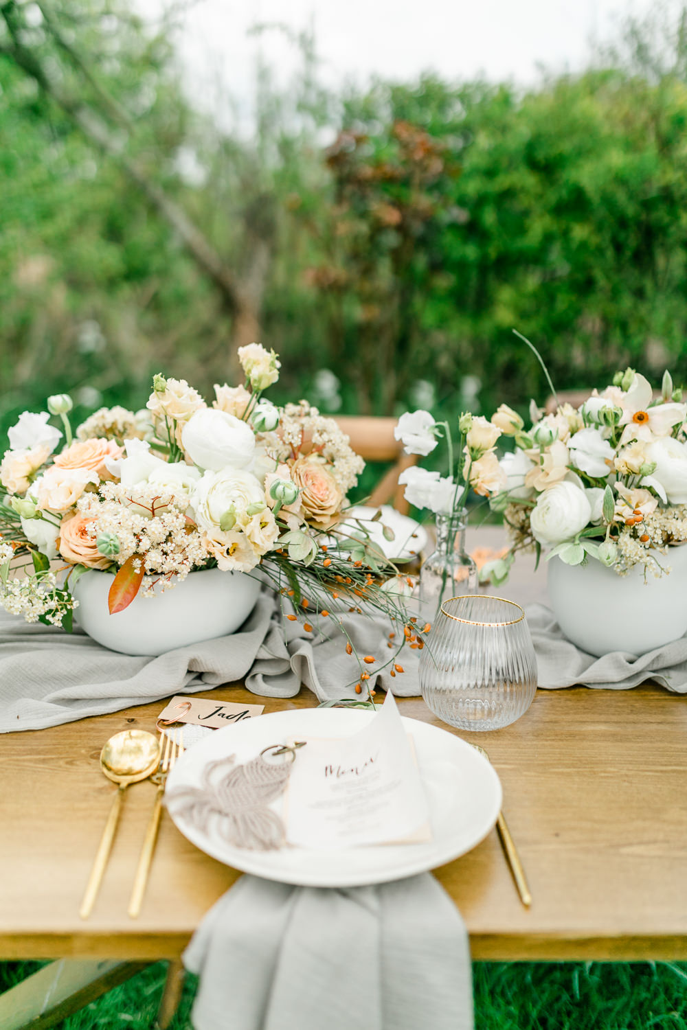 Place Setting Gold Cutlery Boho Spring Wedding Jessica Holt Photography