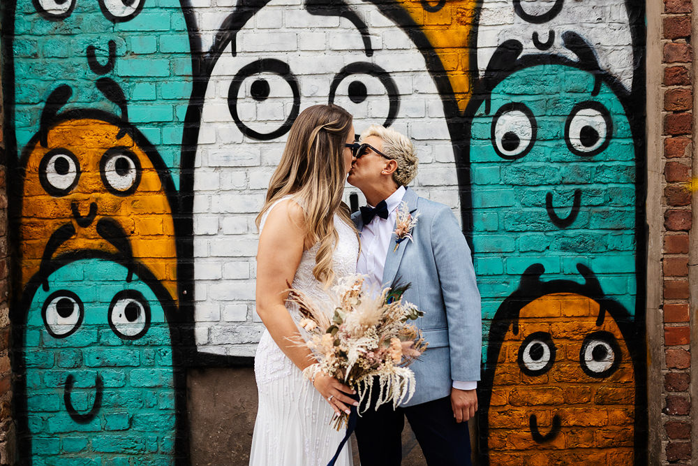 Bride Bridal Suit Blue Jacket Bow Tie Clockworks Wedding Liverpool Rachel Burt Photography