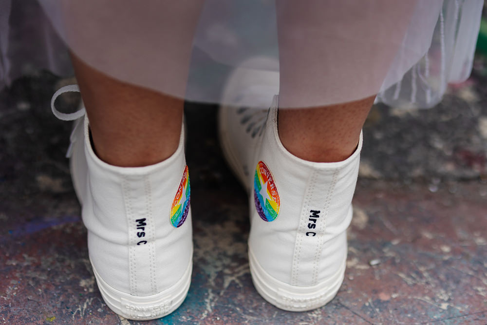 Custom Converse Bride Bridal Clockworks Wedding Liverpool Rachel Burt Photography