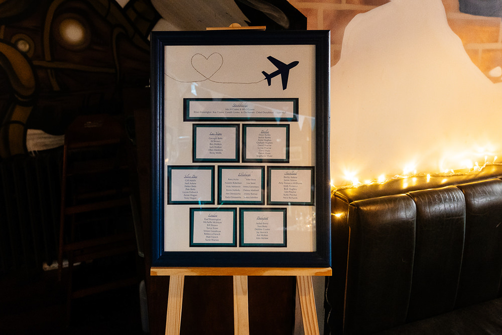 Table Plan Seating Chart Aeroplane Clockworks Wedding Liverpool Rachel Burt Photography